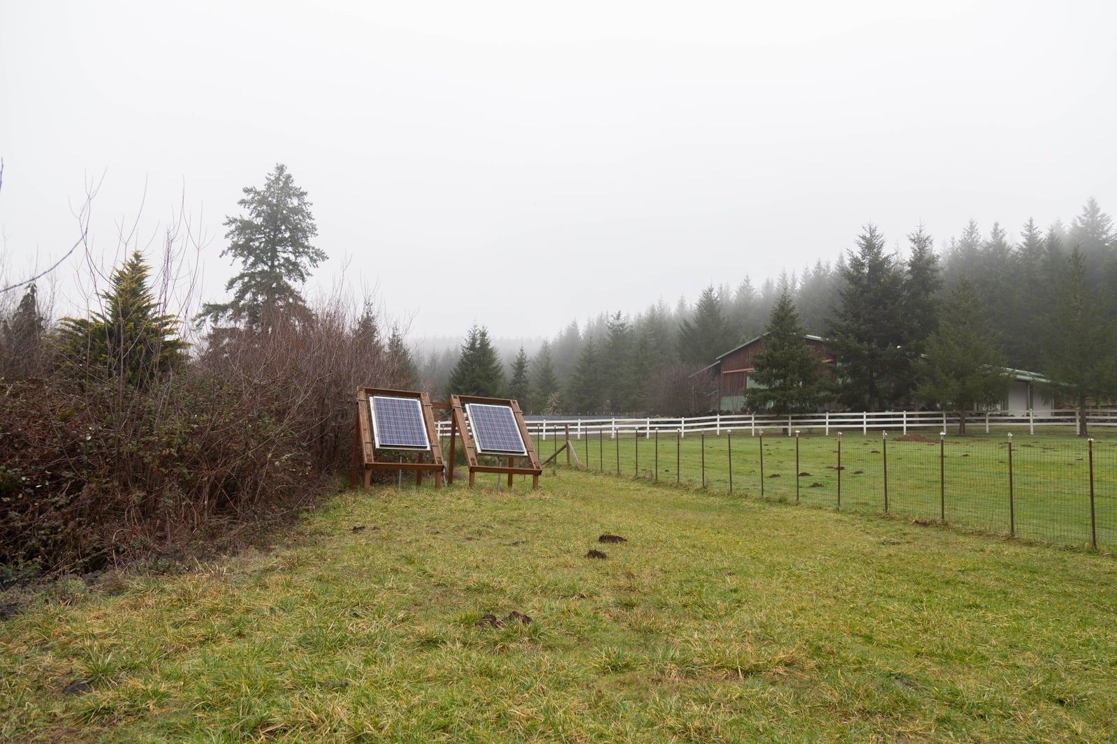 Horse barn and covered equine arena at The Barnhart Homestead