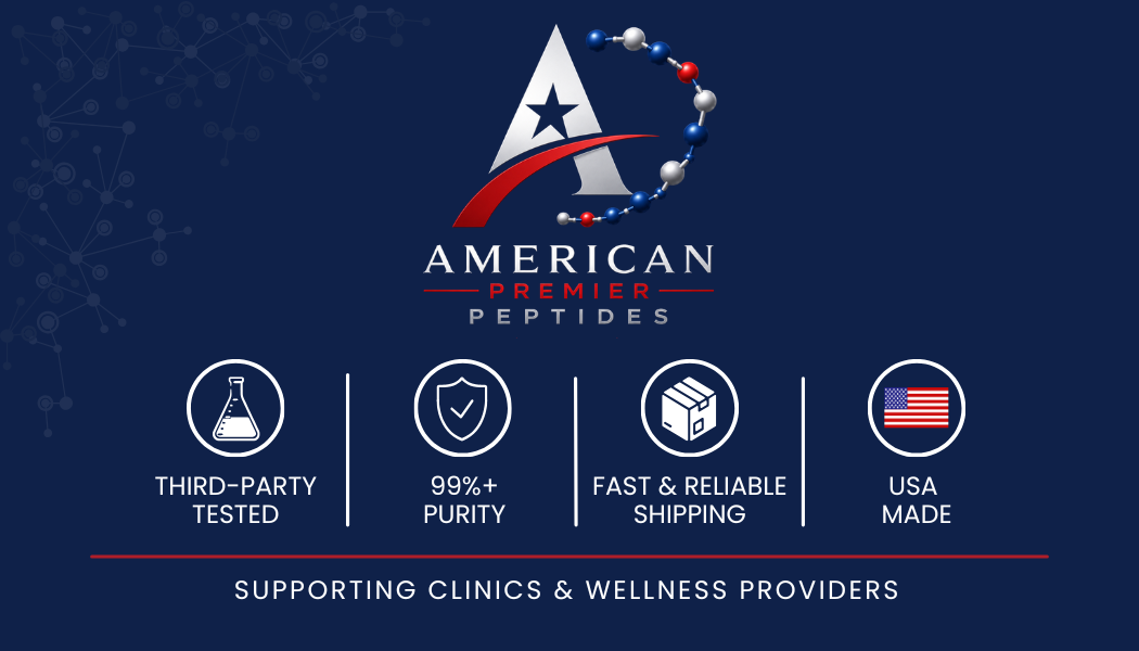 Back of American Premier Peptides distributor business card