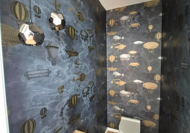 New bathroom wallpaper installation by Mason Painting & Decorating in Christchurch