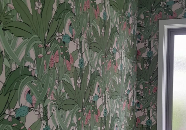 Feature wall wallpaper expertly applied in Christchurch home