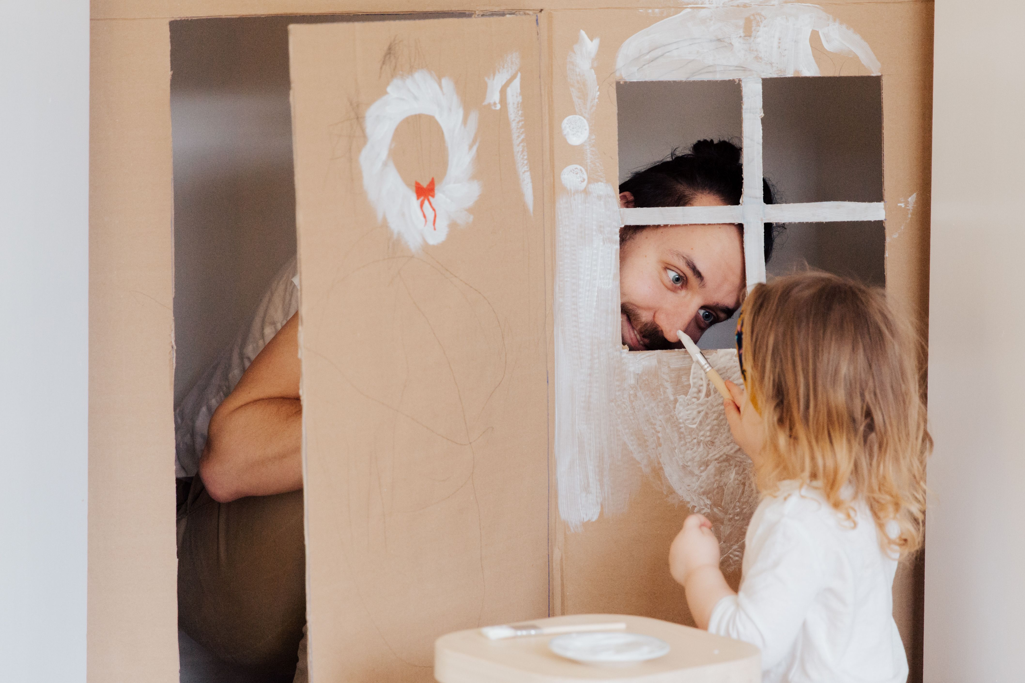 Young child playing at home