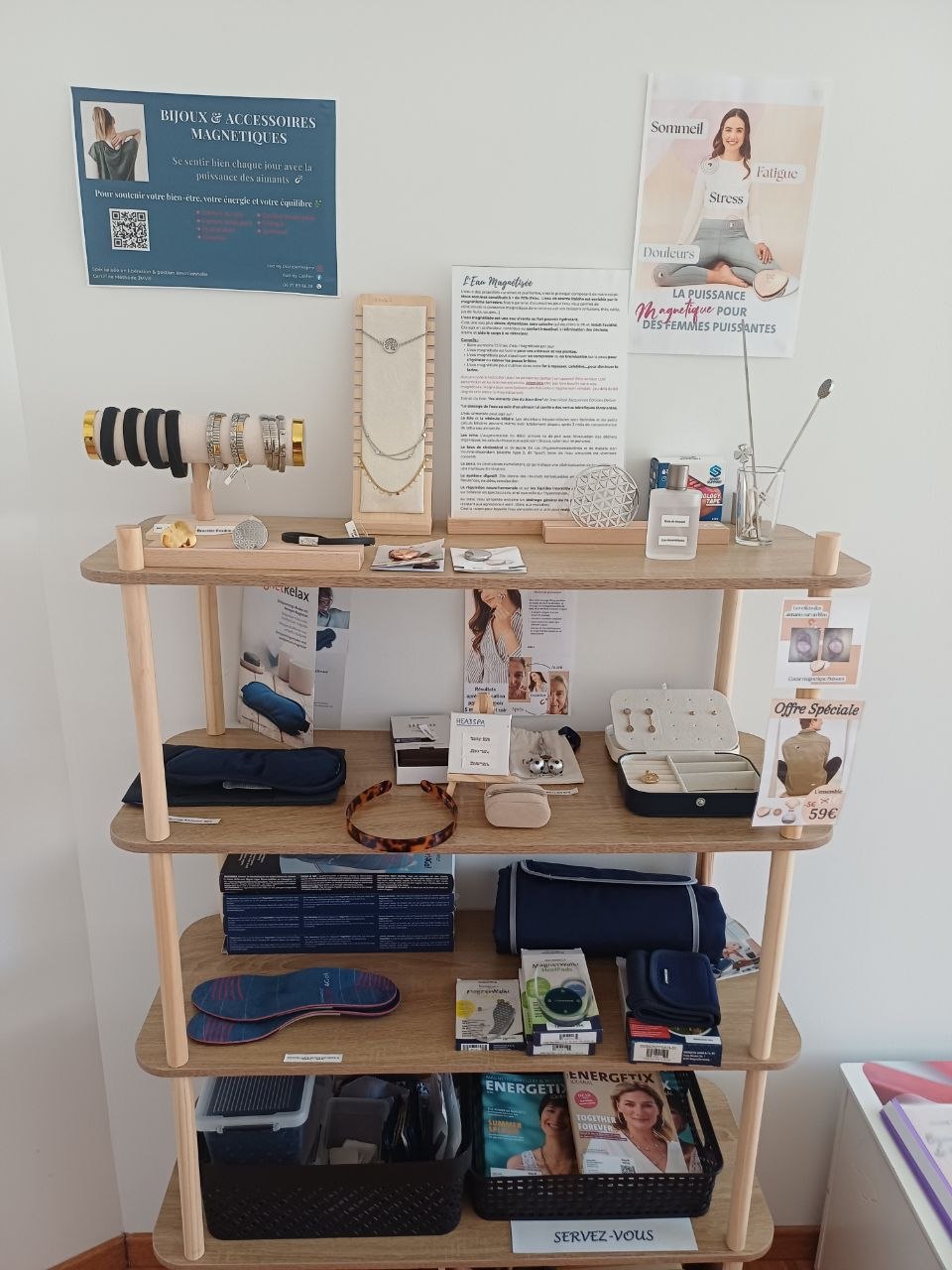 Accessoires de bien-être présentés au cabinet d'Audrey Galifier
