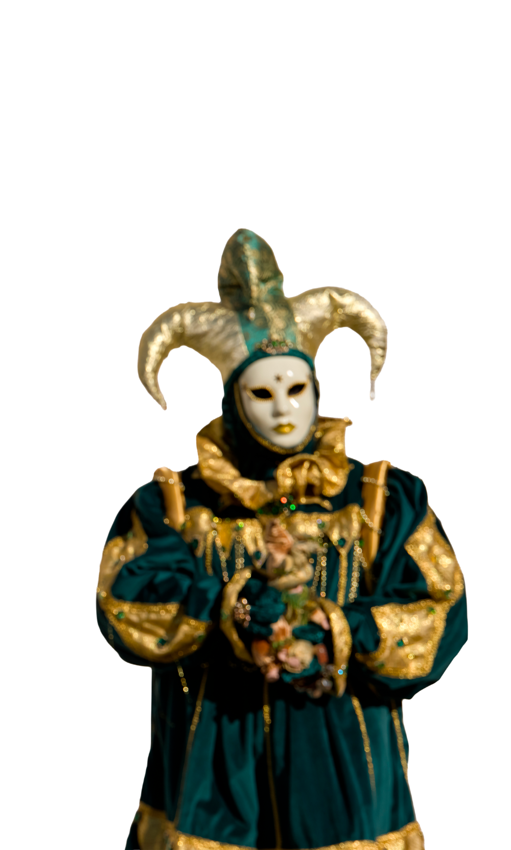 Traje de Carnaval de Veneza, em plano à direita