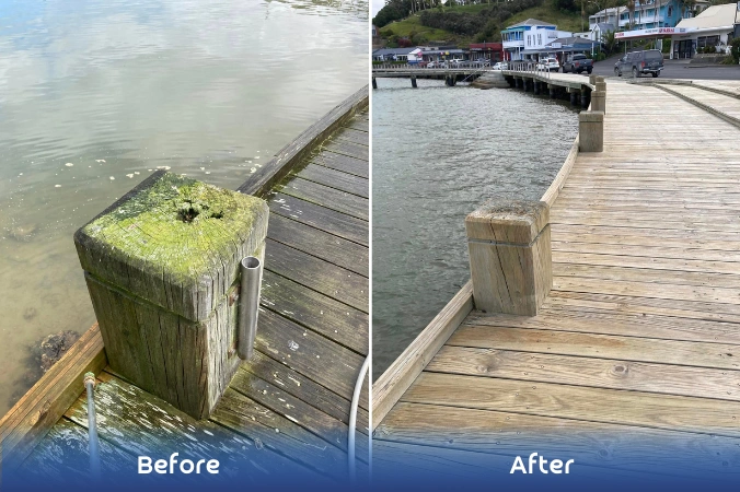Wooden Walk Way Before/After Pressure Washing