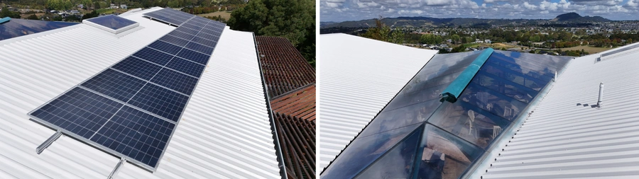 removing moss and debris from a Northland residential roof and solar panels