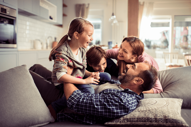 Family enjoying comfortable home environment