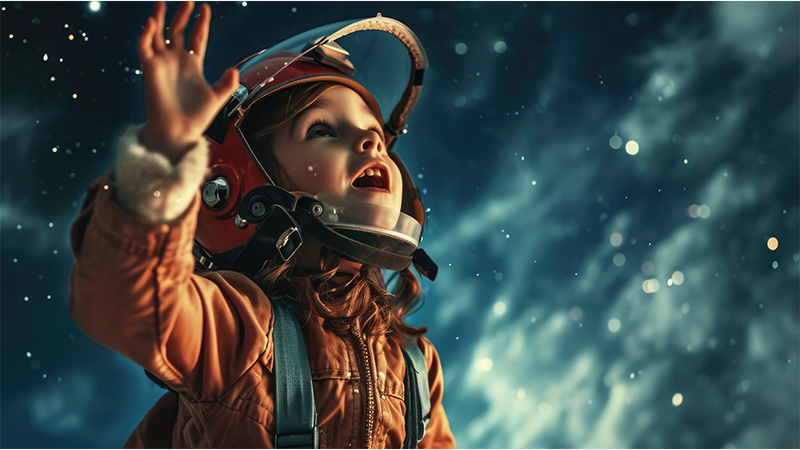 Child looking up in wonder