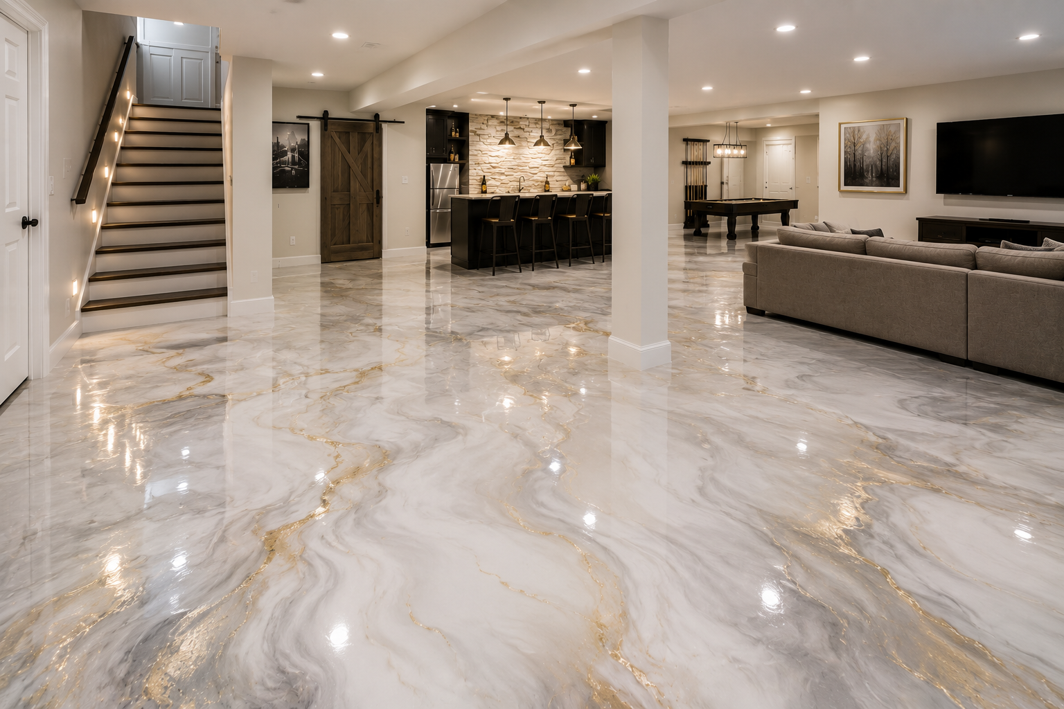 Poured resin countertop