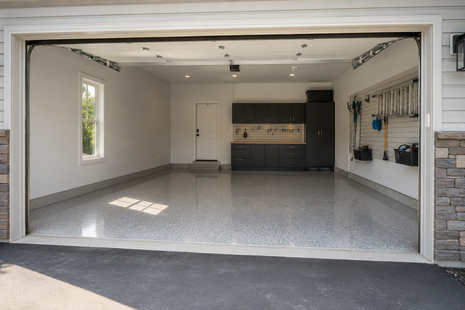 Flake garage floor coating