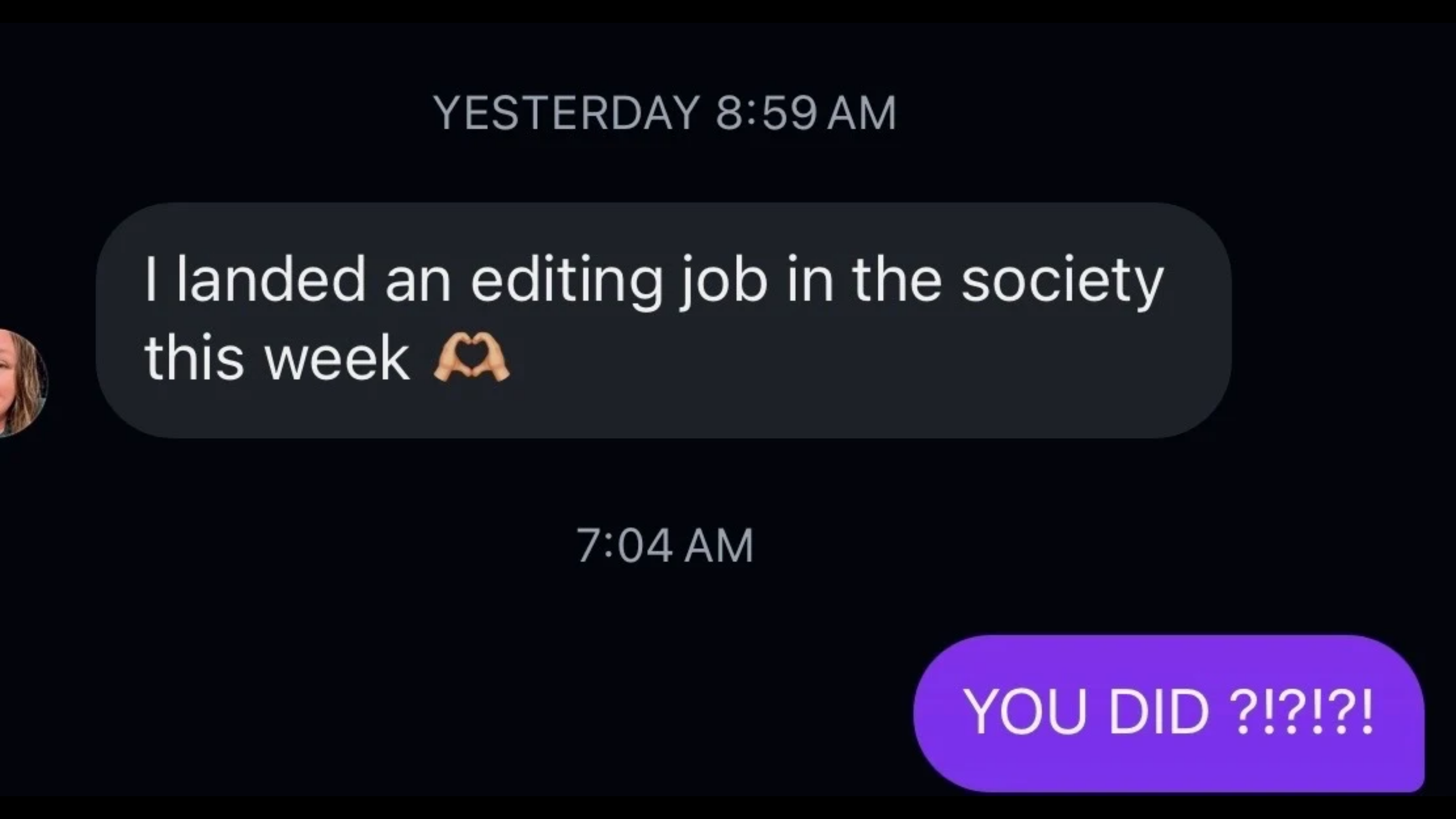 Another Sales Society community member win shared inside the community