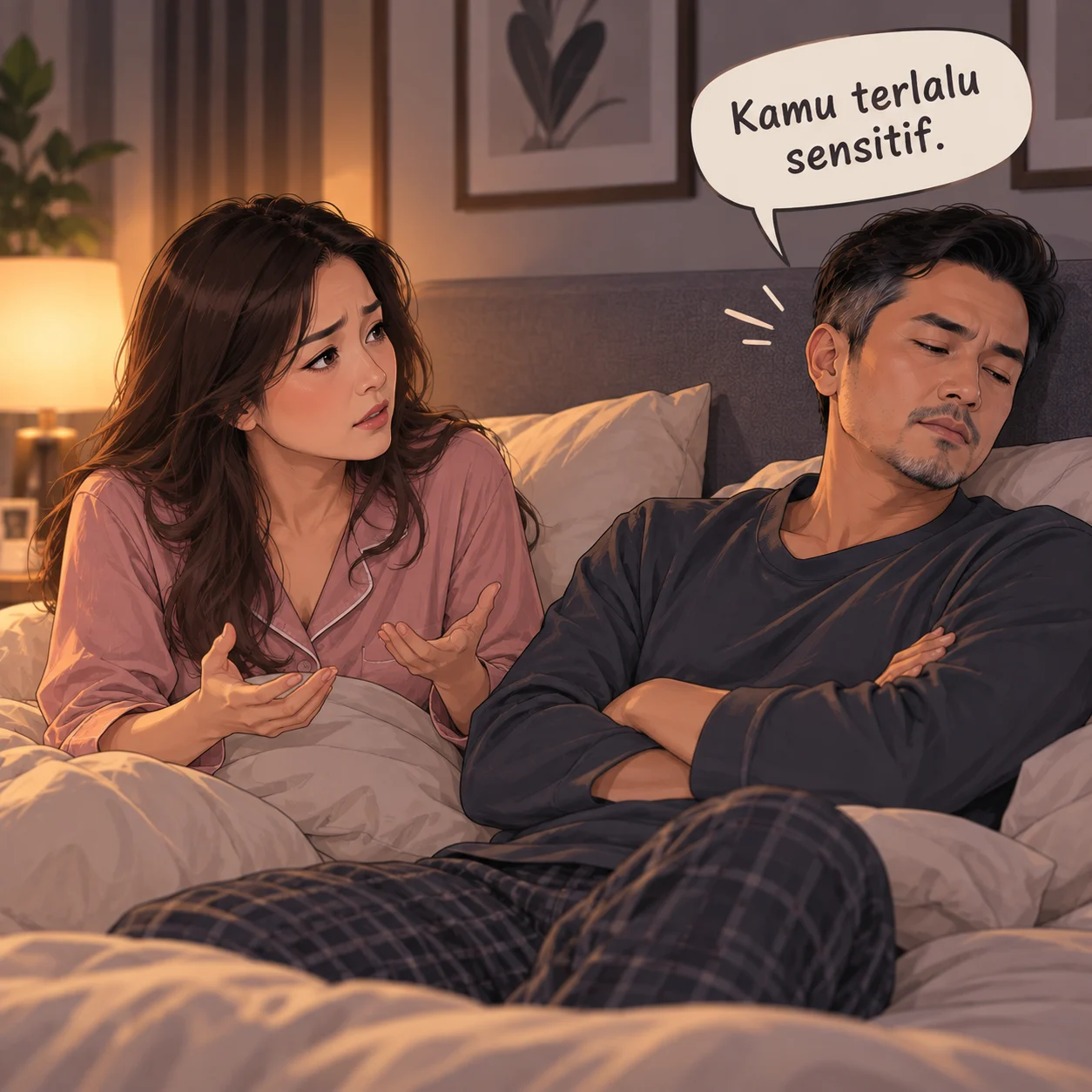 Isteri cuba bercakap dengan suami