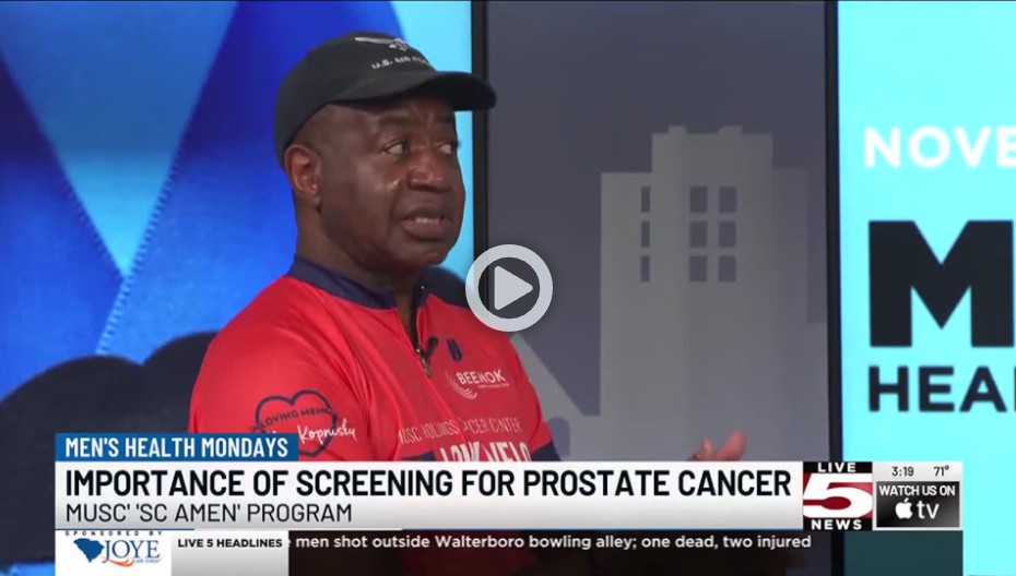 Lee Moultrie speaking during his Live 5 News interview about prostate cancer awareness and healthier living