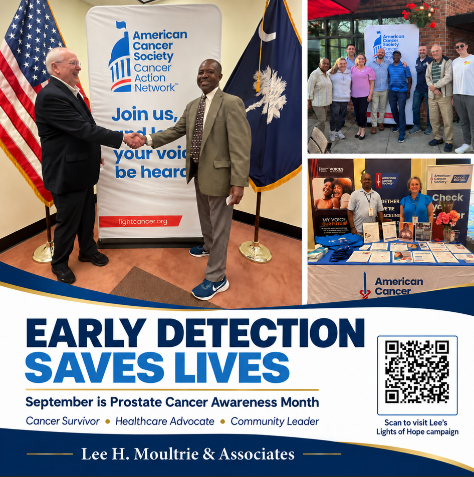 Early Detection Saves Lives prostate cancer awareness graphic for Lee H. Moultrie