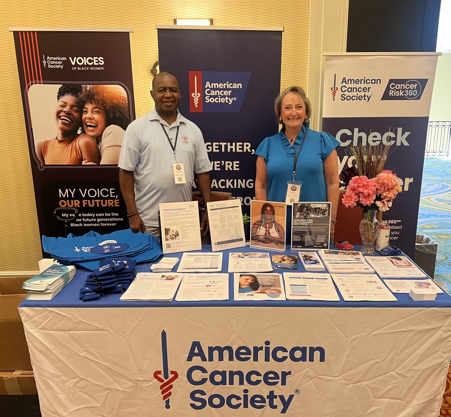 Lee Moultrie at the American Cancer Society table during ACS CAN Leadership Summit and Lobby Day, connected to the recognition of his recent social media advocacy posts