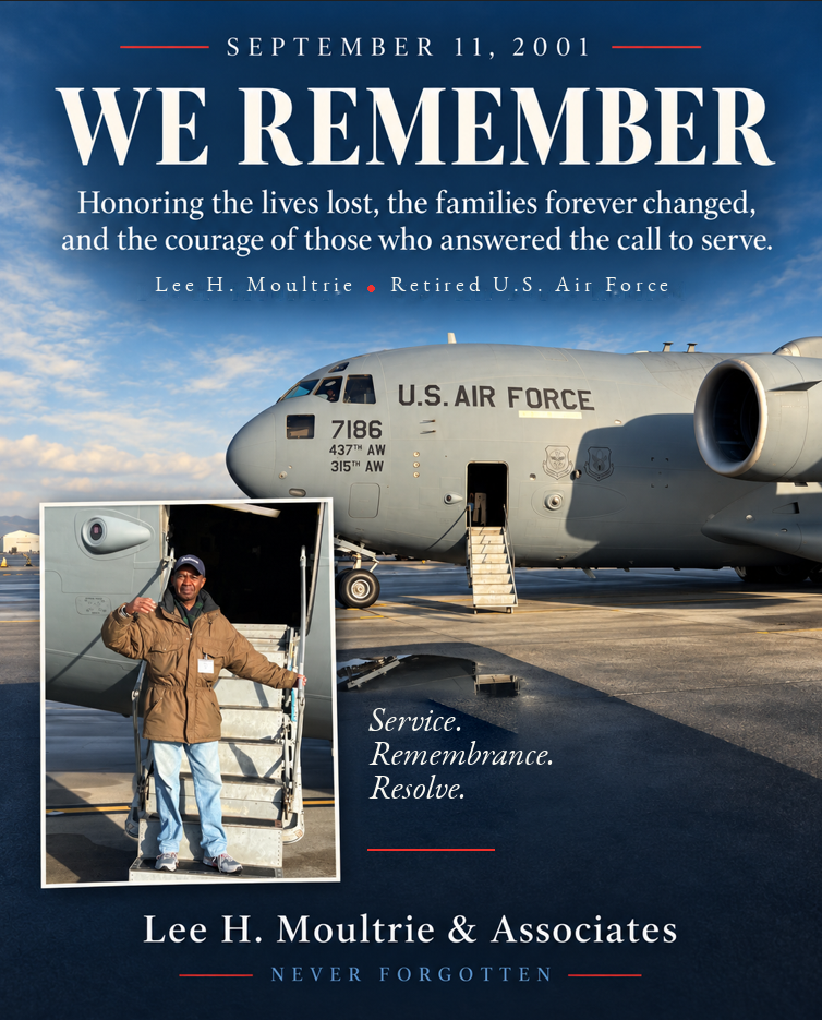 September 11 remembrance graphic from Lee H. Moultrie & Associates