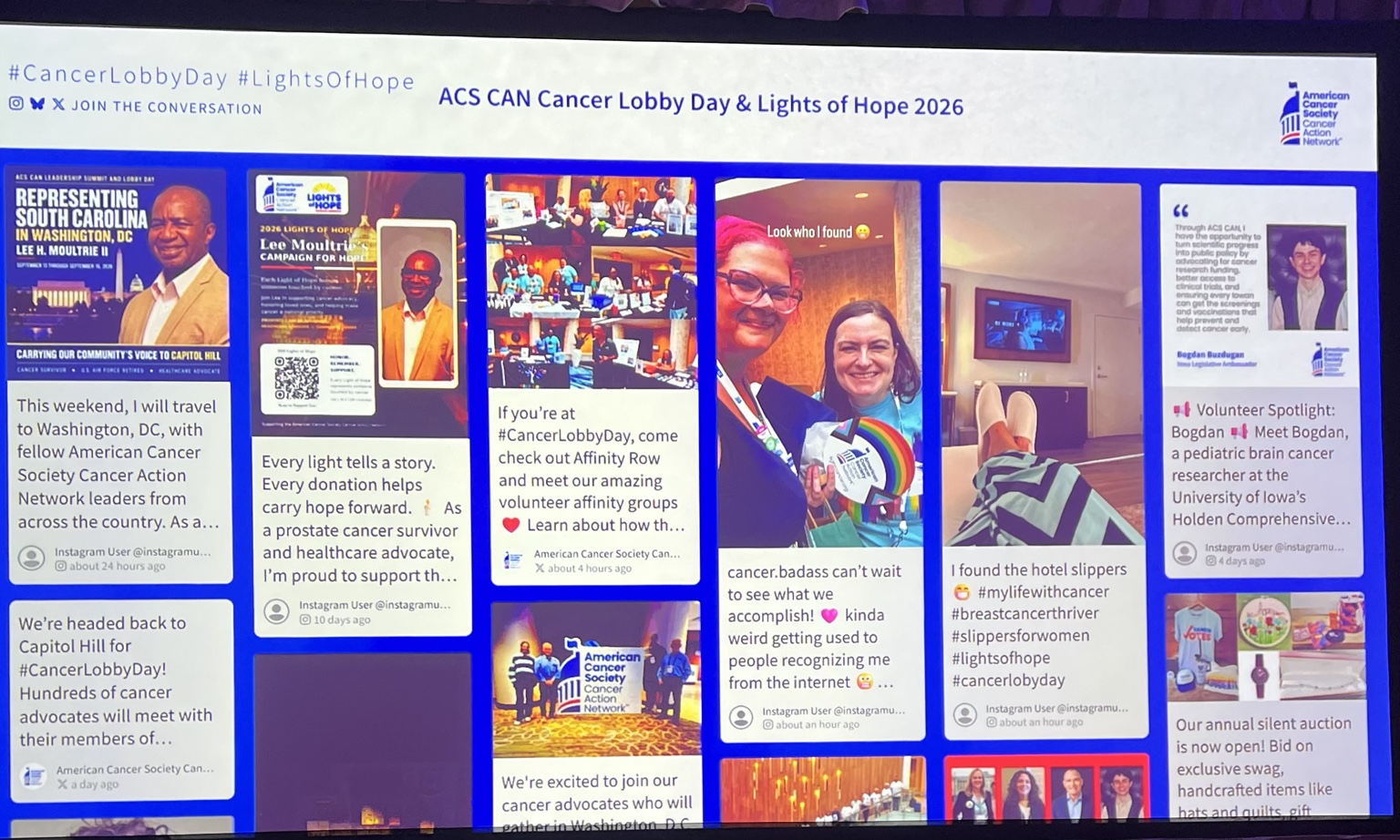 ACS CAN Cancer Lobby Day and Lights of Hope 2026 live social media wall