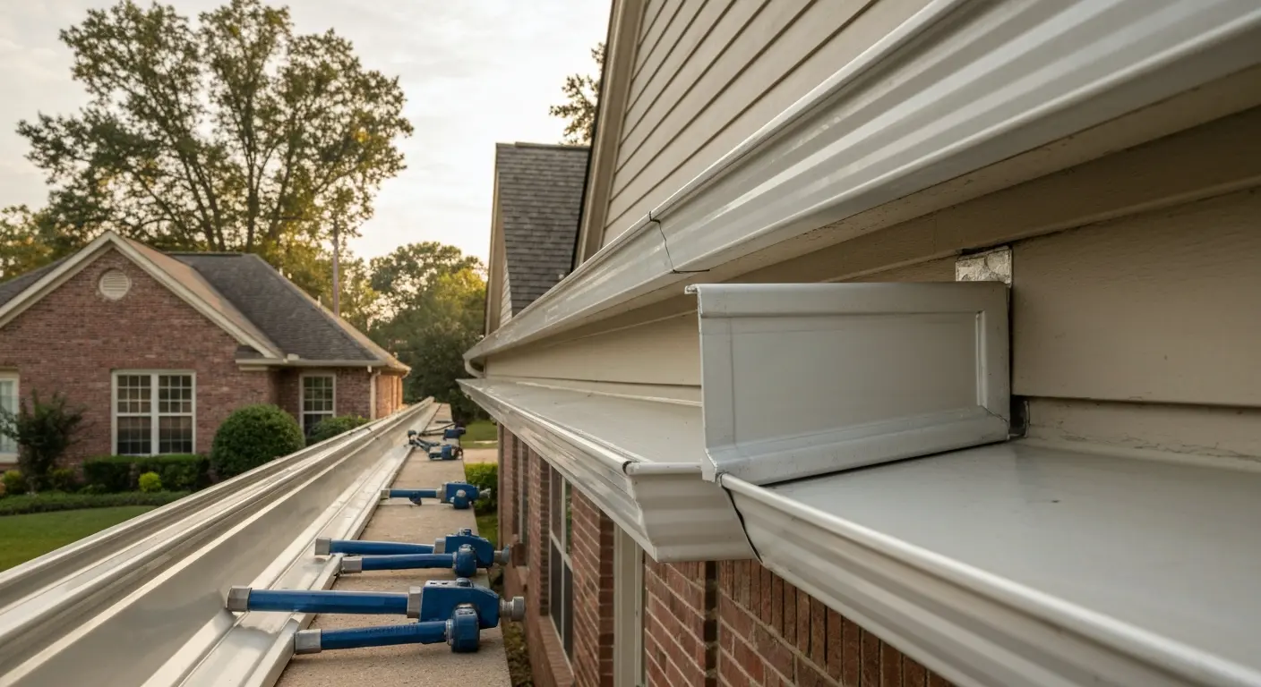 Seamless gutter installation on Marion home