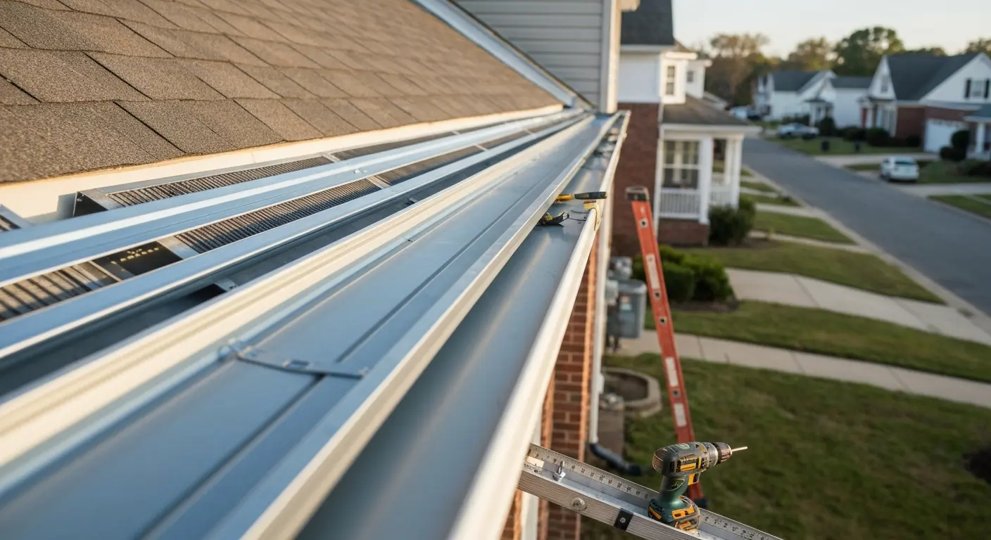 Clean gutters with protective guards installed