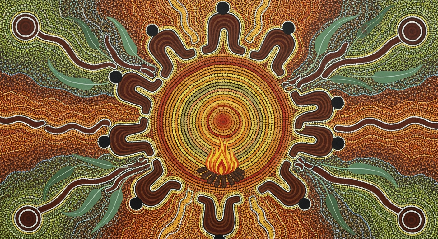 Aboriginal Yarning Circle Dot Artwork