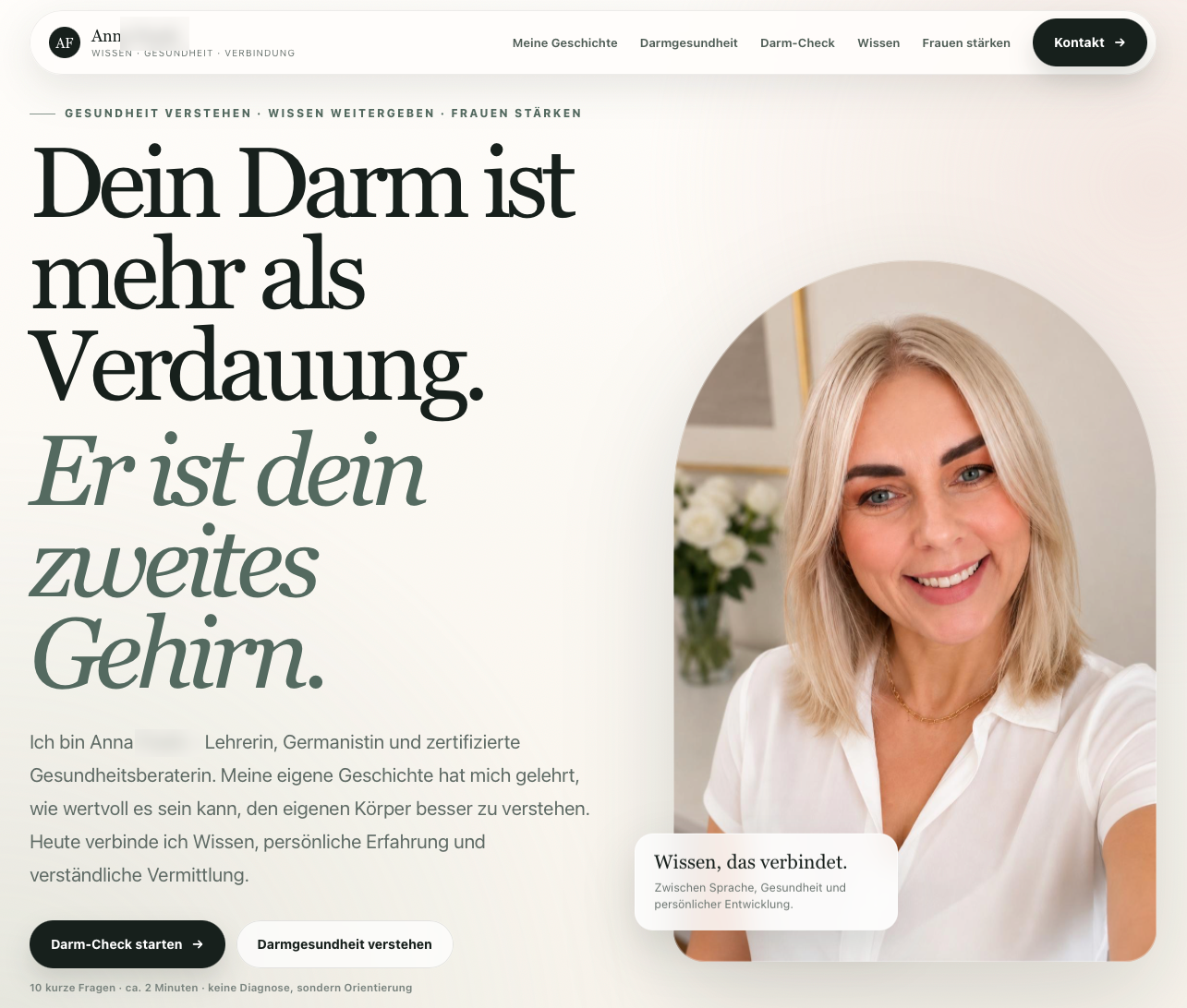 Website-Fallstudie Anna – Nachname unkenntlich gemacht