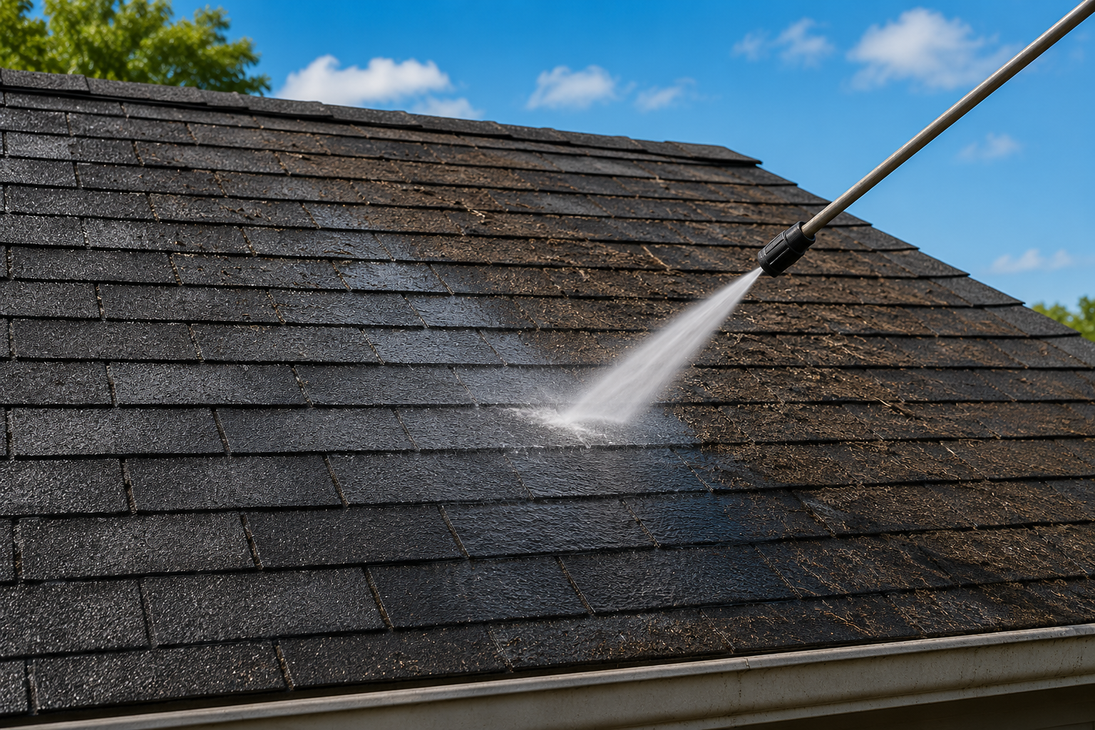 Professional roof cleaning service
