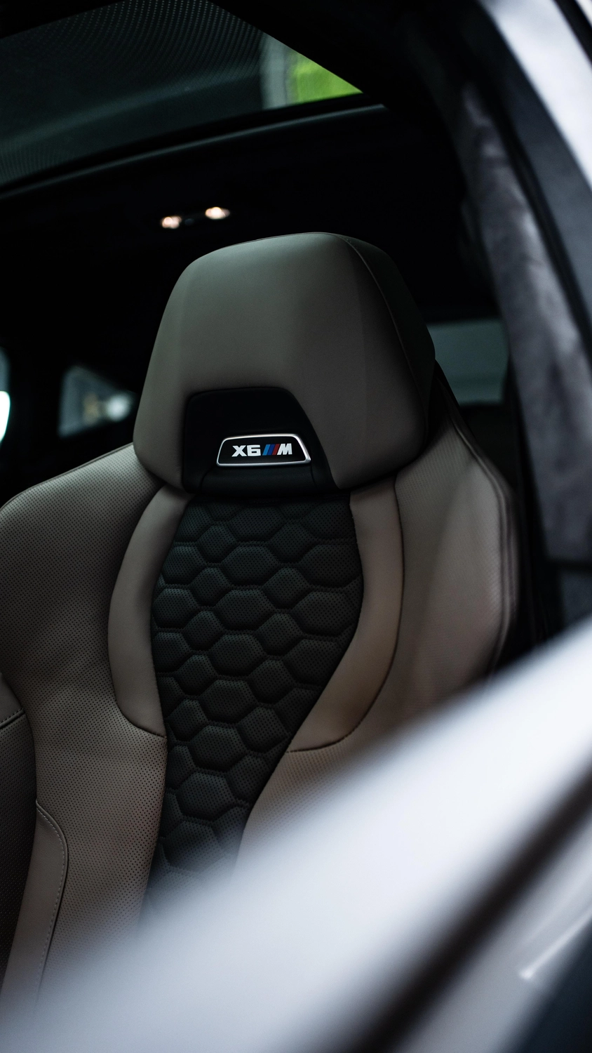 Sportsitz im BMW X6 M, Kopfstütze mit Wabensteppung