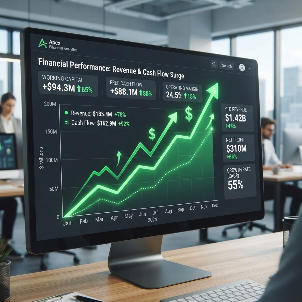 Financial growth chart showing working capital improvement