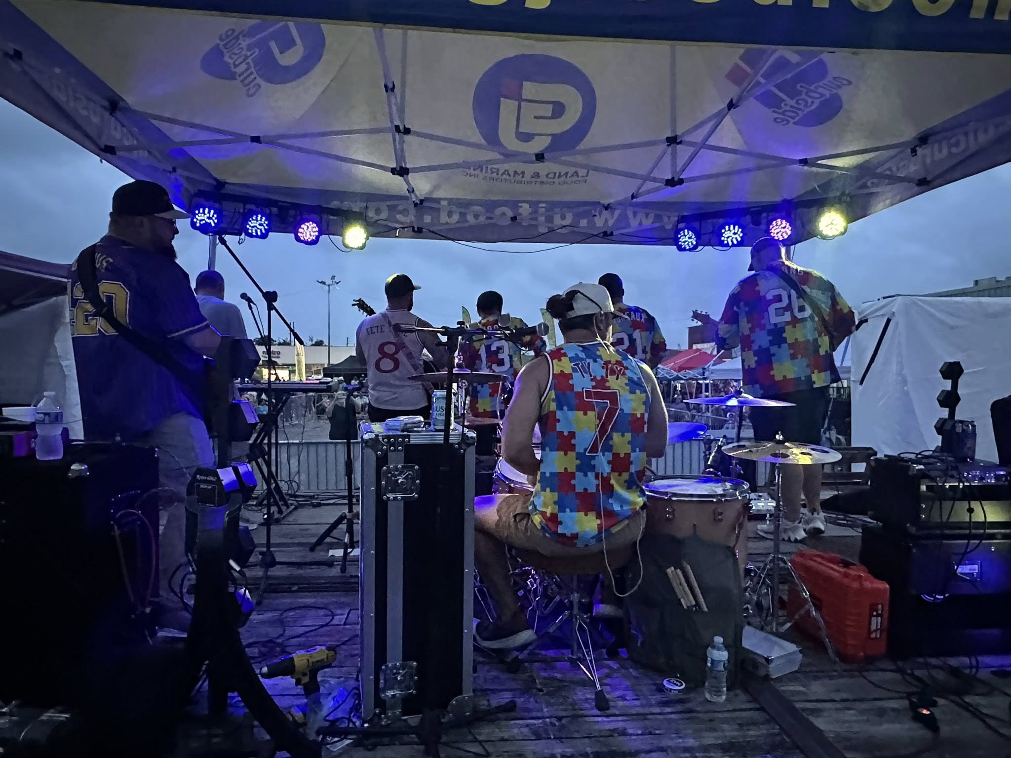 The band on the outdoor stage