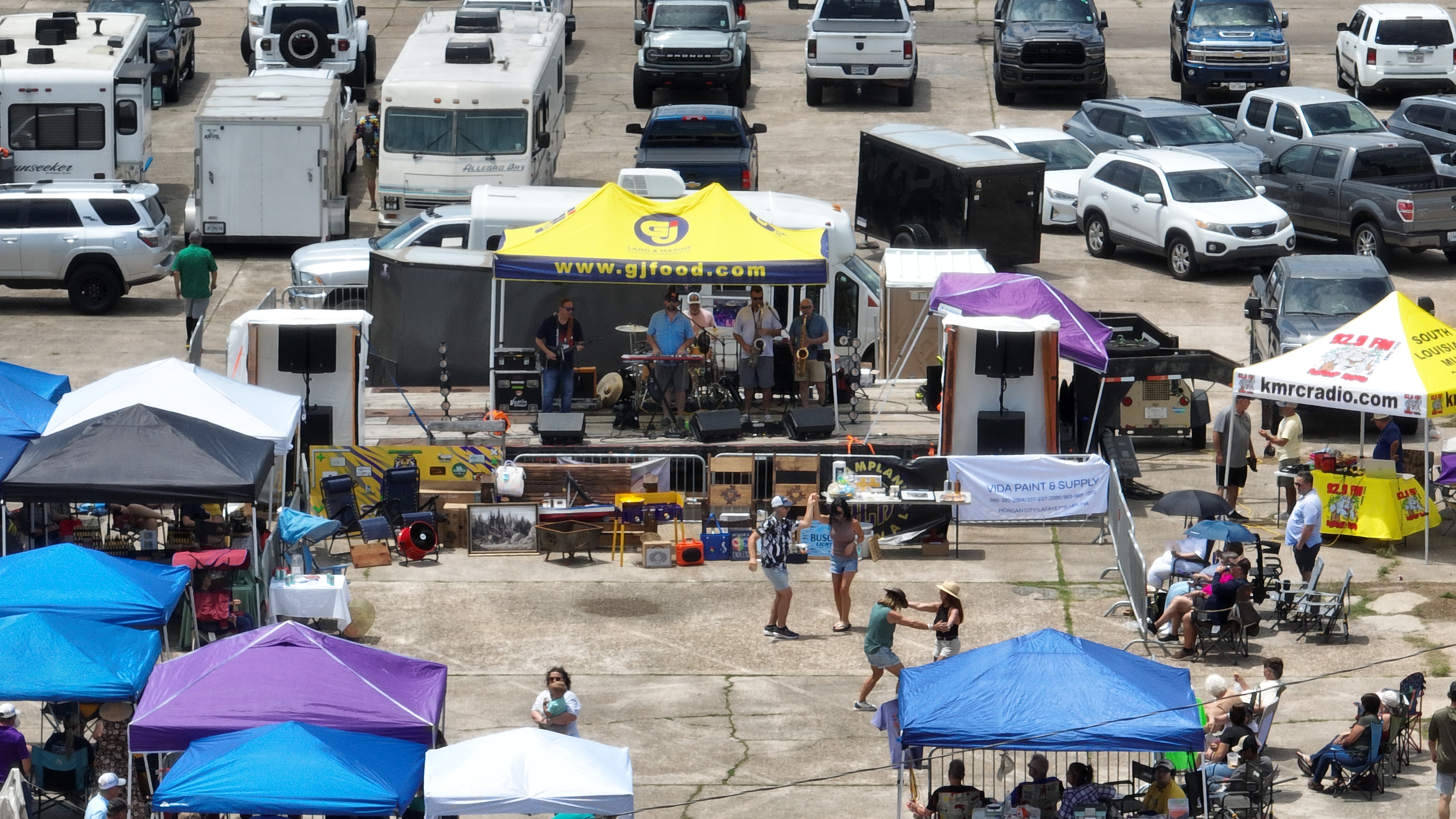 Aerial over the stage