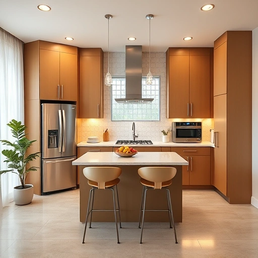 Modern kitchen installation in Louisburg NC with sleek cabinetry, quartz countertops, stainless appliances, and natural light.