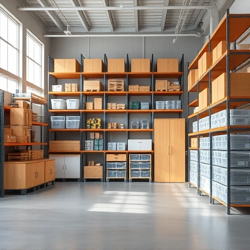 Organized indoor storage in the Triangle area with shelving units, cabinets, and bright professional lighting.