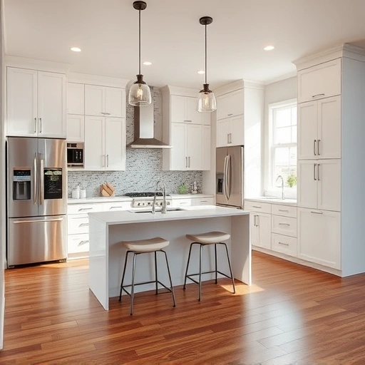 New kitchen installation in the Triangle area featuring modern cabinetry, quartz countertops, and stainless steel appliances.