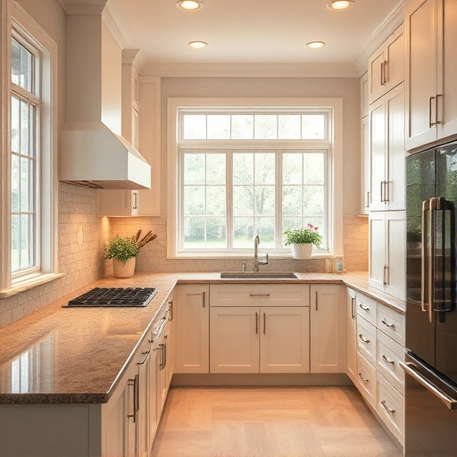 Stunning kitchen in the Triangle area with beautifully painted cabinets, modern hardware, and elegant decor in soft tones.