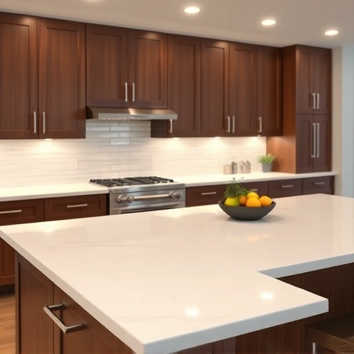 Updated kitchen in the Triangle area with modern brushed nickel and matte black cabinet hardware on rich wood cabinetry.