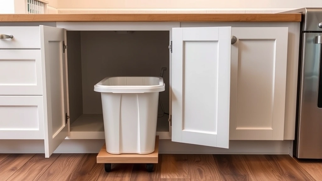 Trash pull-out cabinet installation project in Apex NC showcasing modern kitchen organization solutions