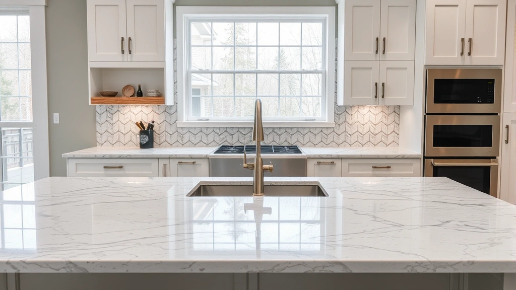 Quartz countertop installation project in Apex NC showcasing modern design and craftsmanship.