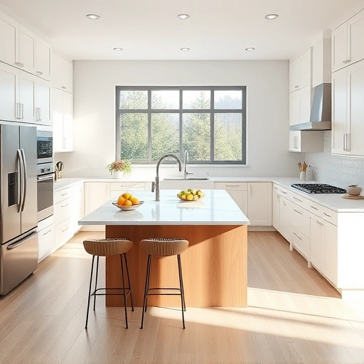 Modern kitchen installation in Rolesville NC with minimalist design, sleek cabinetry, and elegant countertops.