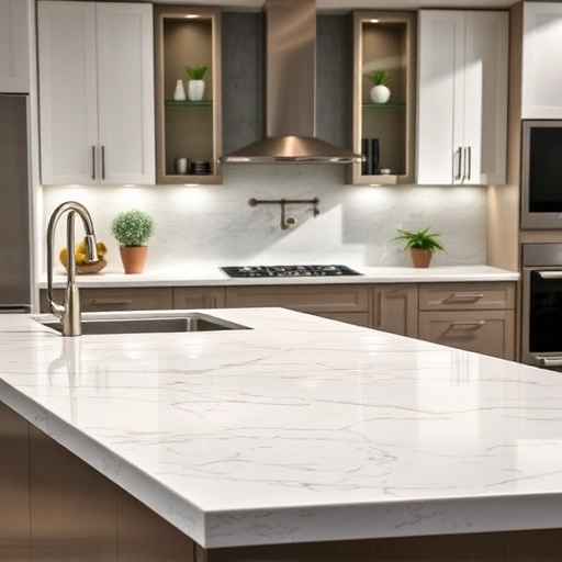 Completed quartz countertop installation in a modern kitchen with elegant cabinetry and stylish decor in the Triangle area.