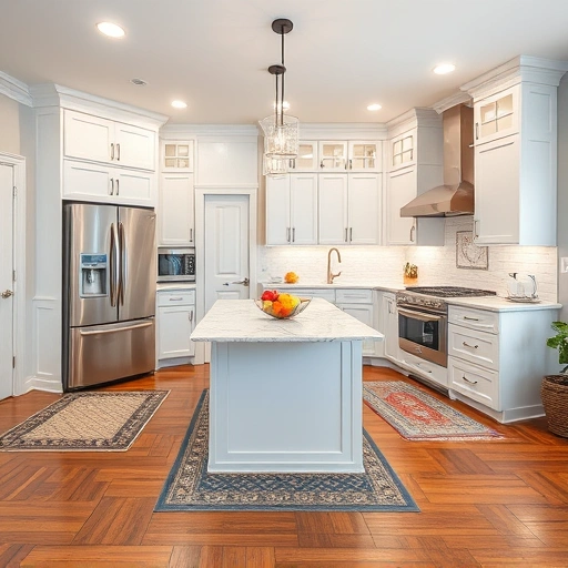 Spacious kitchen remodel in Apex NC with modern cabinetry, elegant countertops, and stylish subway tile backsplash.