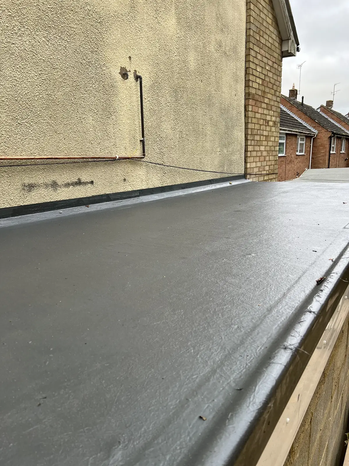 Finished flat roof on a single-storey side extension