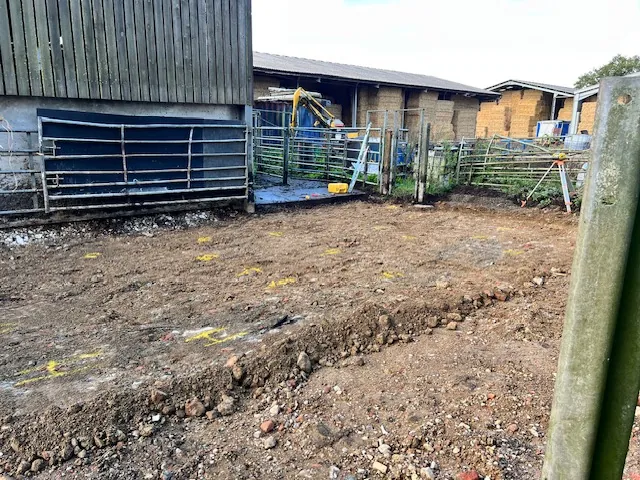Excavated yard ready for a concrete base