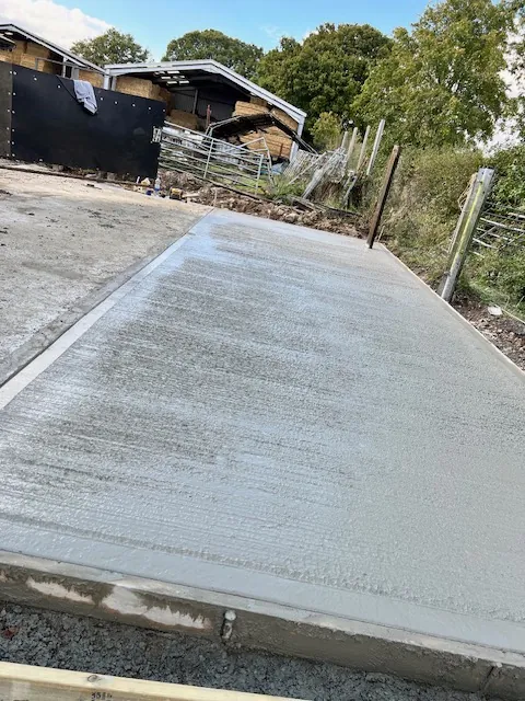 Large concrete base with a brushed finish