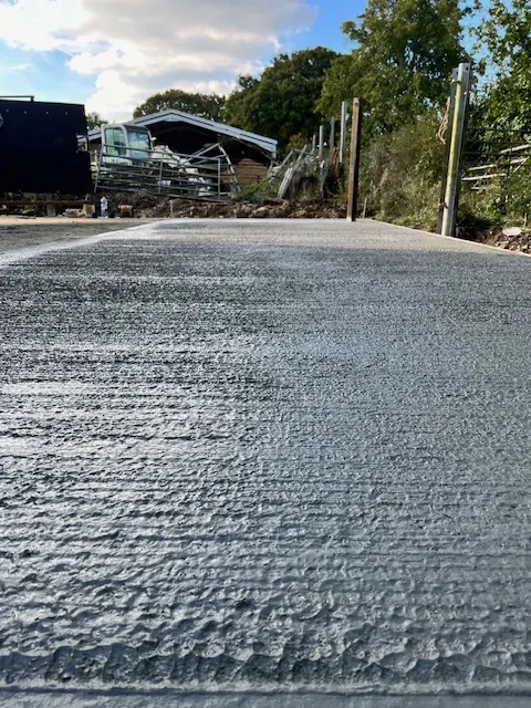Close view of a freshly finished concrete surface