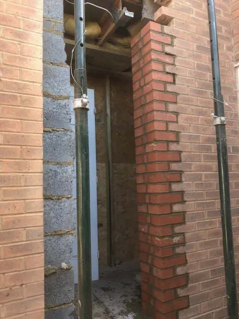 Brick pier built for a house extension