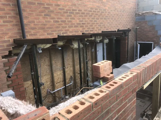Brickwork and steel supports for a house extension