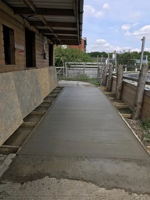 Concrete path along an outbuilding