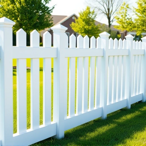 Completed vinyl fence installation in Knoxville TN with pristine white finish, green grass, and serene suburban background.
