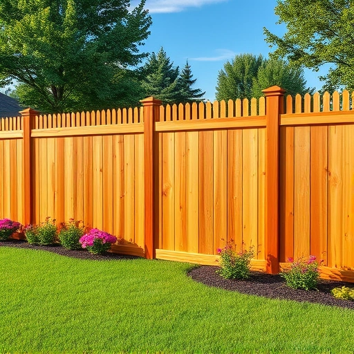 Completed wood fence installation in Mascot TN, showcasing craftsmanship amid vibrant landscaping and clear blue skies.