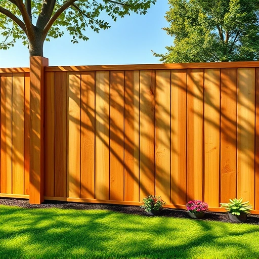 Completed cedar wood fence installation in Norris TN with polished surfaces and vibrant lawn and flowers.