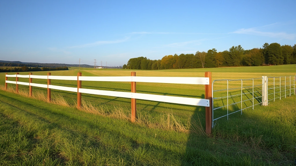 Fencing in Rutledge, TN with a scenic backdrop of trees and a clear blue sky.